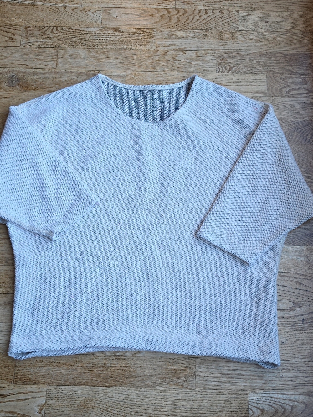 (O/S) American Apparel Cream Boxy Knit Scoop Neck Sweater Cotton Boho Lounge